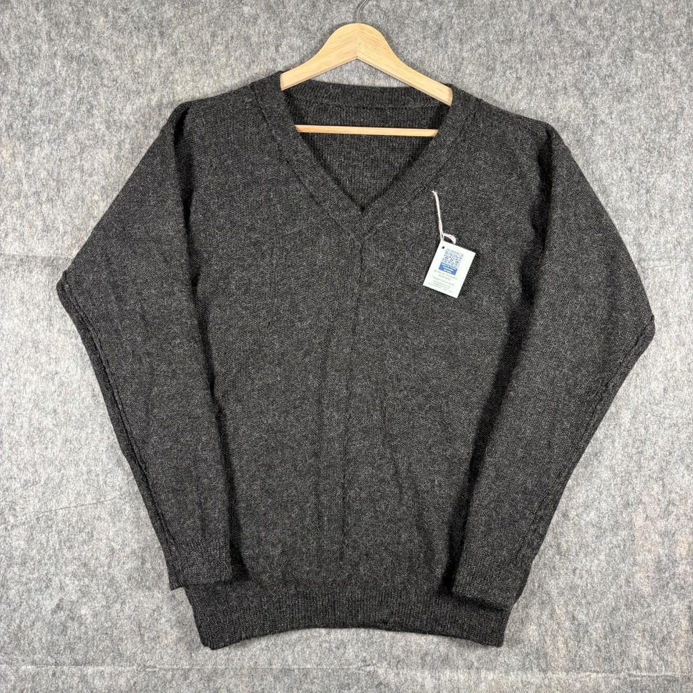 Centro De Textiles Tradicionales Del Cusco Alpaca Wool Sweater Gray V Neck Peru - Picture 1 of 12